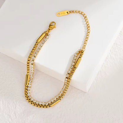 ✨Stainless steel Layered Crystal Link Chain Bracelet ✨