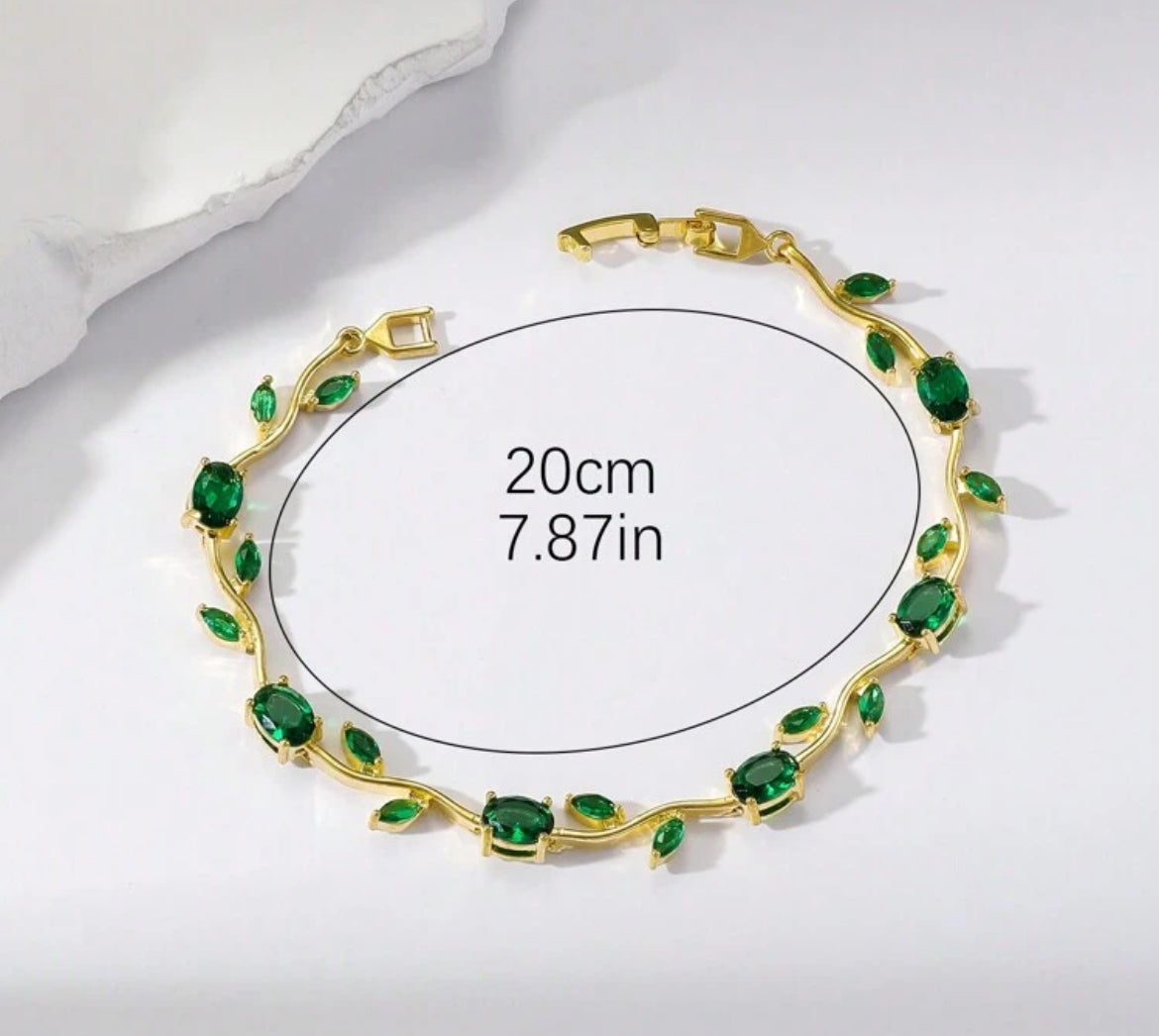 18k Emerald Leaf Gold Bracelet😍✨