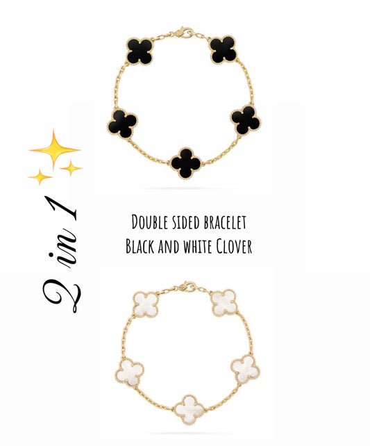 Double sided black and white clover bracelet ✨