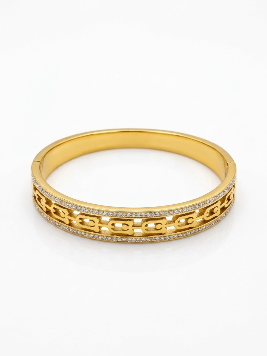 ✨Stainless steel Crystal Diamantes Gold Verse Cuff Bracelet ✨
