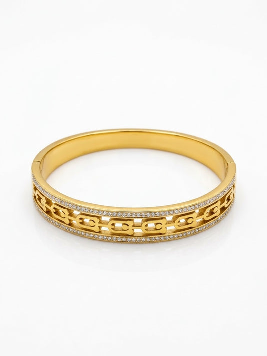 ✨Stainless steel Crystal Diamantes Gold Verse Cuff Bracelet ✨