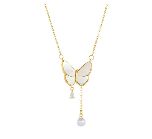 ✨Stainless steel S925 White enamel Butterfly Pendant ✨