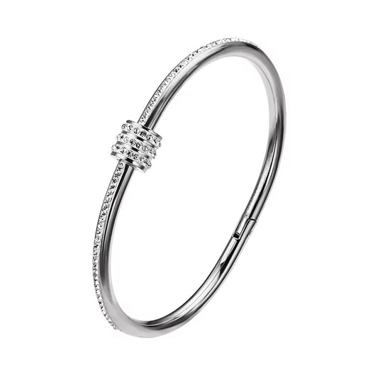✨Stainless Steel Silver Crystal Studded Carte Cuff Bracelet✨