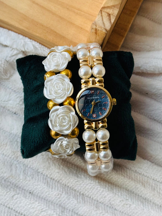 ✨Exclusive Pearl Floral Watch Stack✨