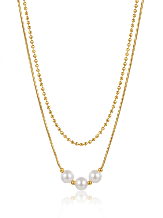 ✨Stainless steel Gold layered pearl pendant ✨