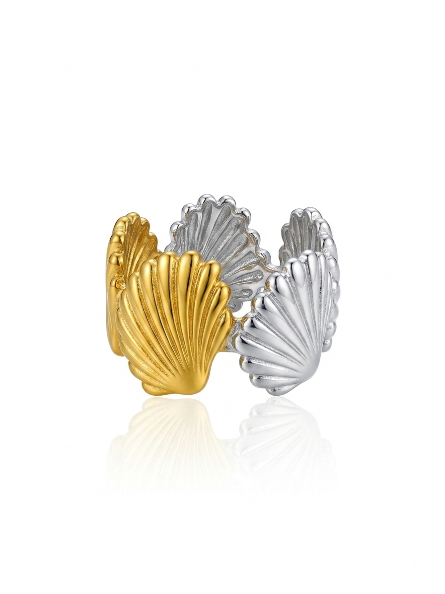 ✨Exclusive Stainless steel 2 Tone Adjustable Shell Ring ✨