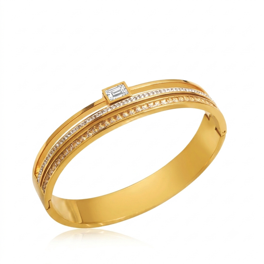 ✨Stainless steel Gold Diamantés Cuff Bracelet✨