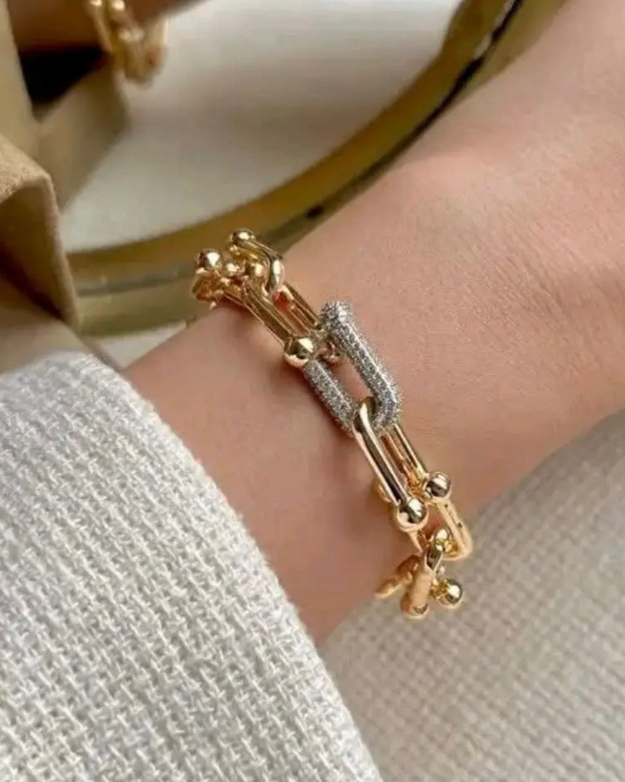 ✨Exquisite Zirconium Studded Link Gold Chain Bracelet ✨
