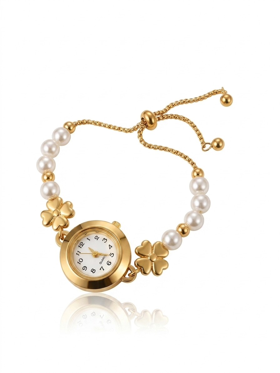 ✨Stainless steel Gold Floral Pearl chain Watch ✨