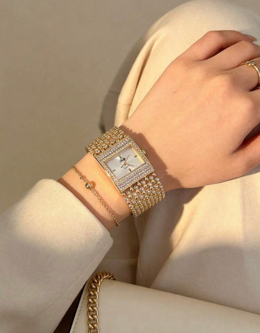 ✨Exclusive SS Zircon Studded Gold Luxurious Watch ✨