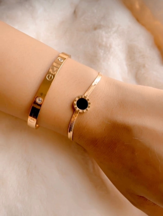 Golden stainless bracelet duo Set