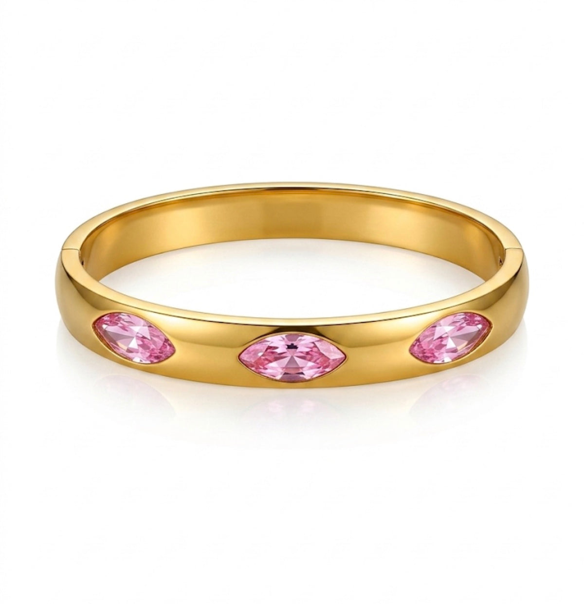 Pink opium stone golden cuff bracelet