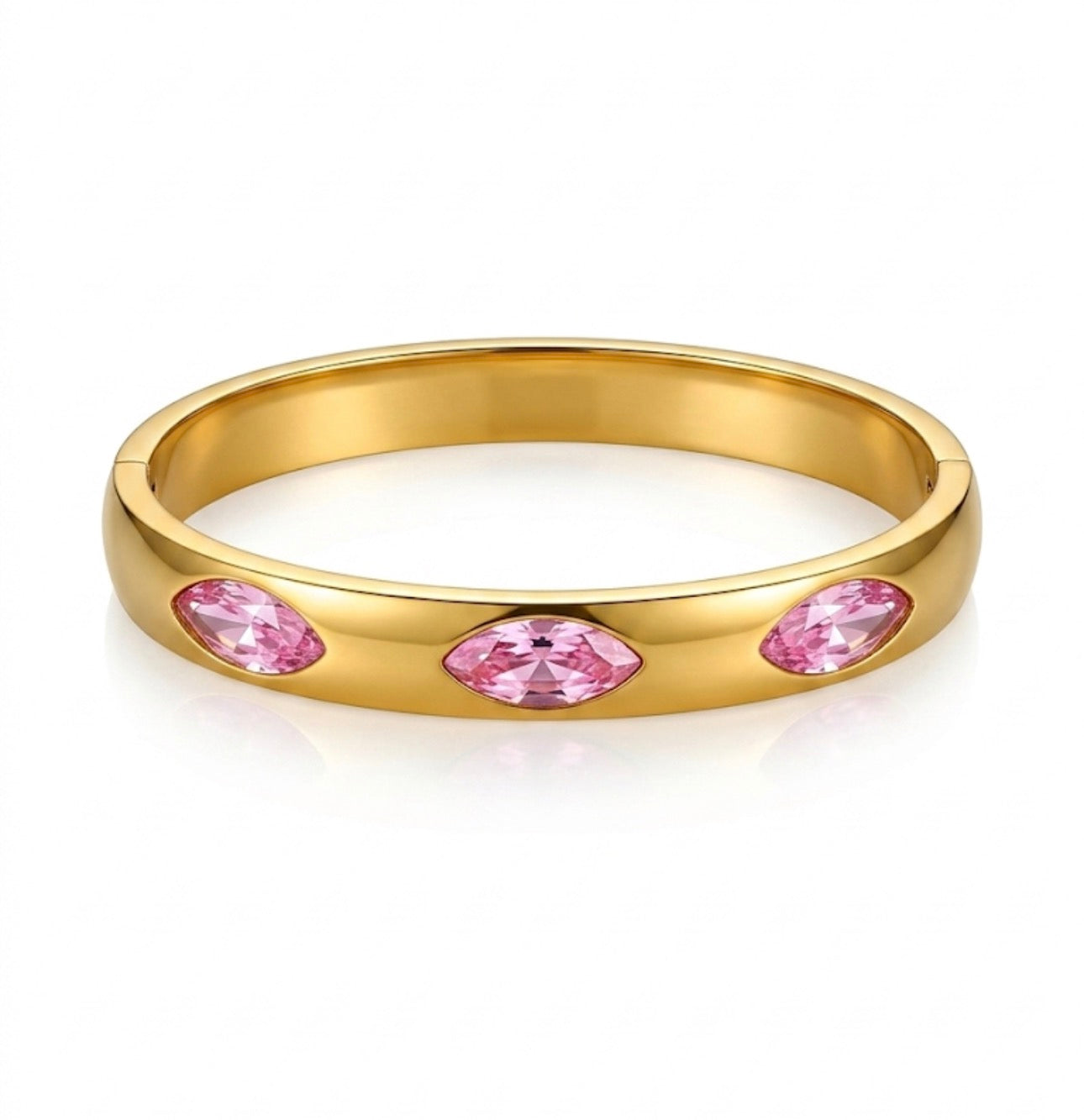 Pink opium stone golden cuff bracelet