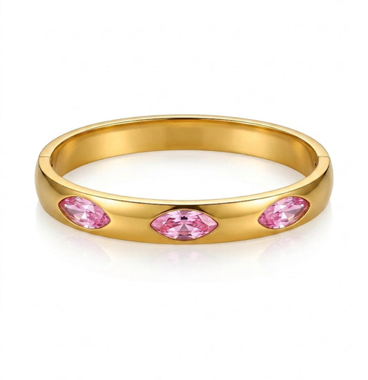 Pink opium stone golden cuff bracelet