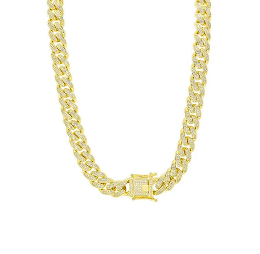 Iced out neck chain double lock