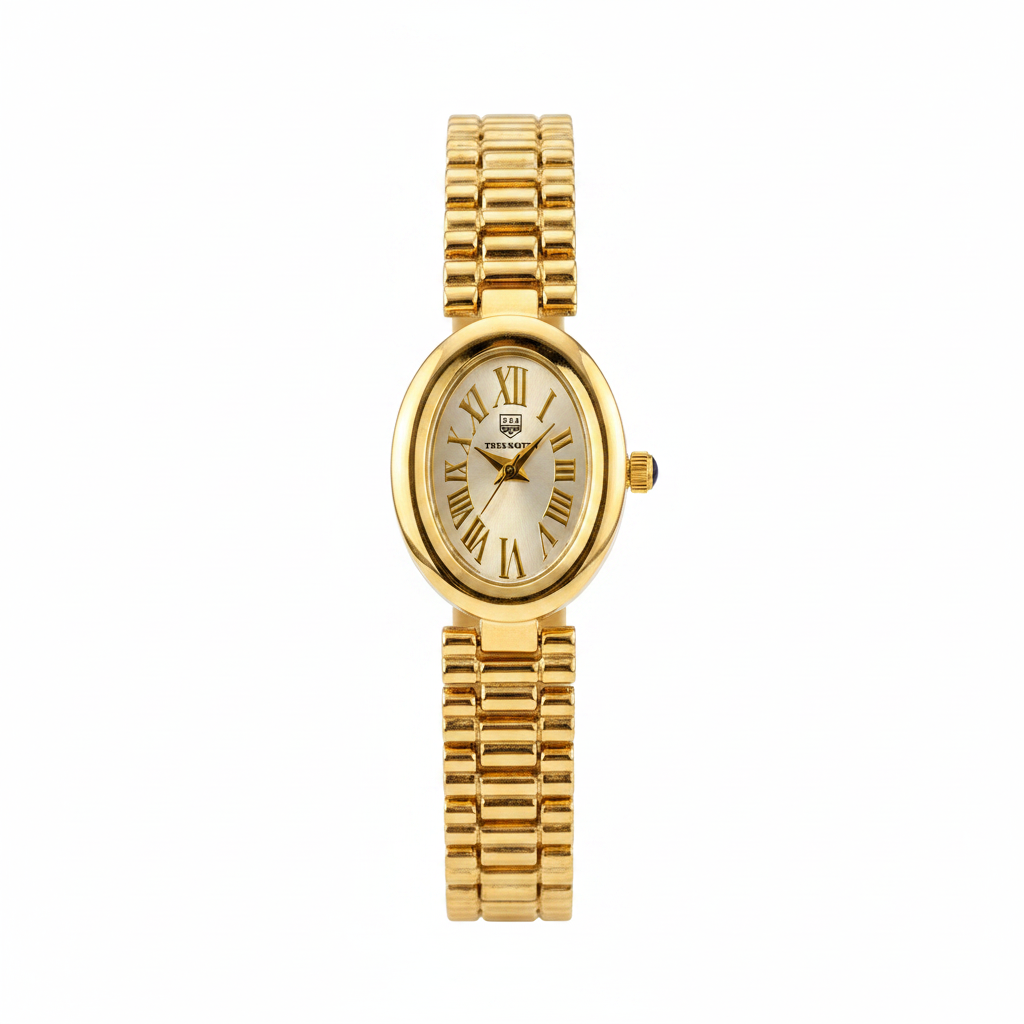 ✨Stainless Steel White Oval Dial Gold Link Chain True Worth Watch ✨