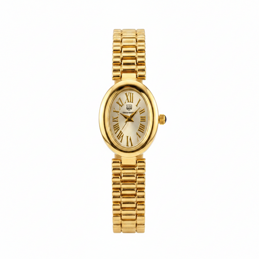✨Stainless Steel White Oval Dial Gold Link Chain True Worth Watch ✨