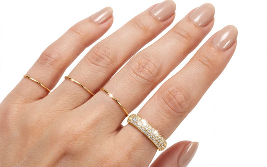 S925 Zirconium Crystal Full Pave Dome Gold Adjustable Ring