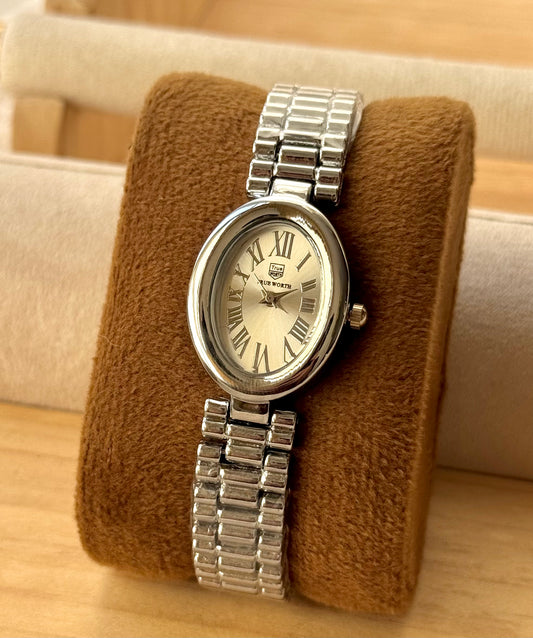 ✨Stainless Steel Grey Dial Silver jubilee Chain True Worth Watch ✨