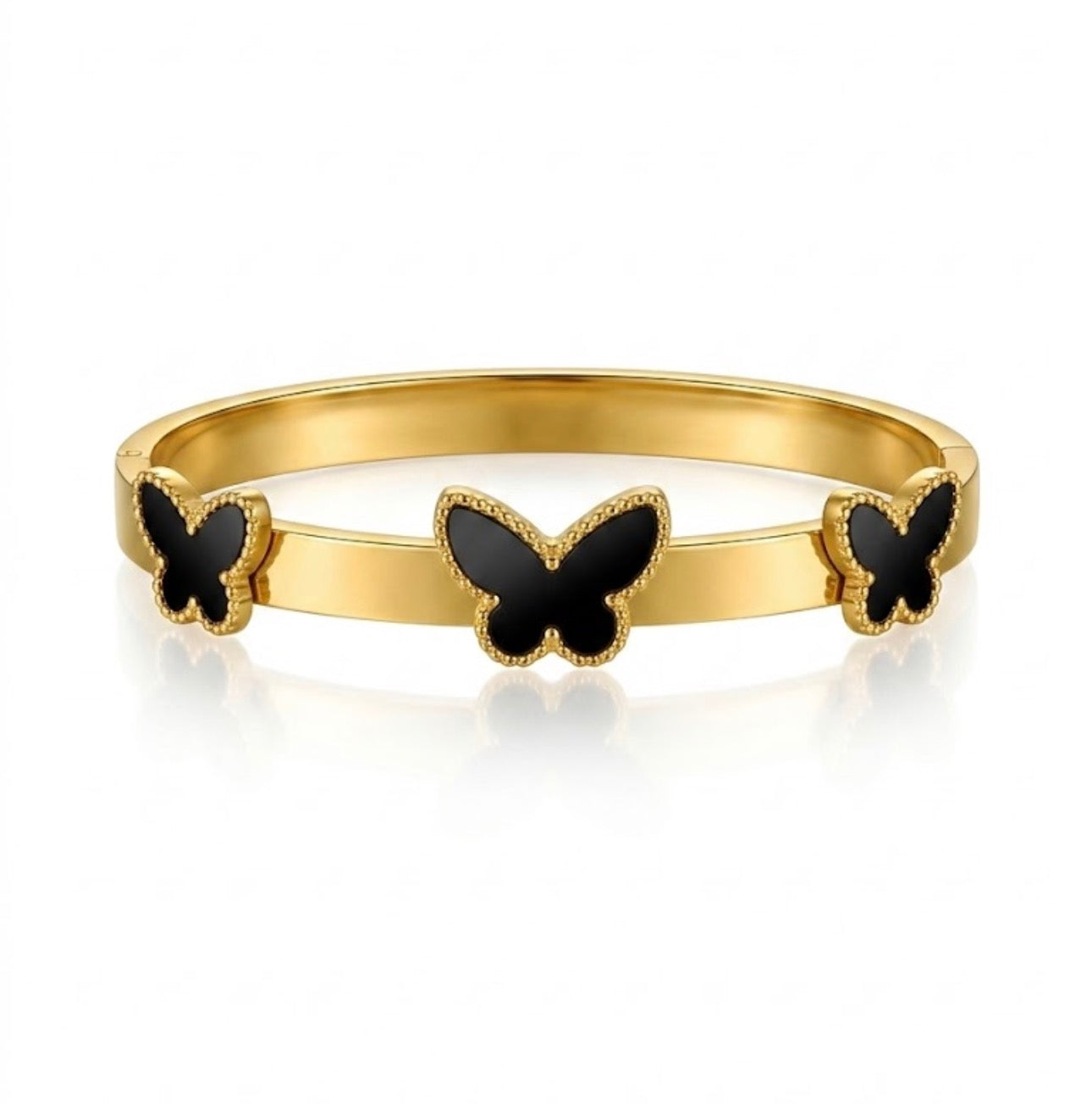 Black braided butterfly cuff bracelet