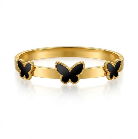 Black braided butterfly cuff bracelet