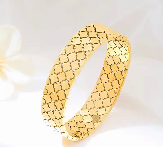 18k gold patchwork four leaf bracelet