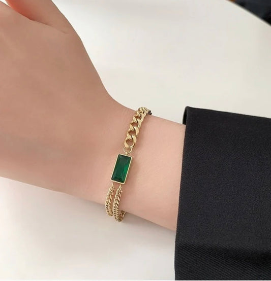 ✨Emerald cubic chain bracelet ✨
