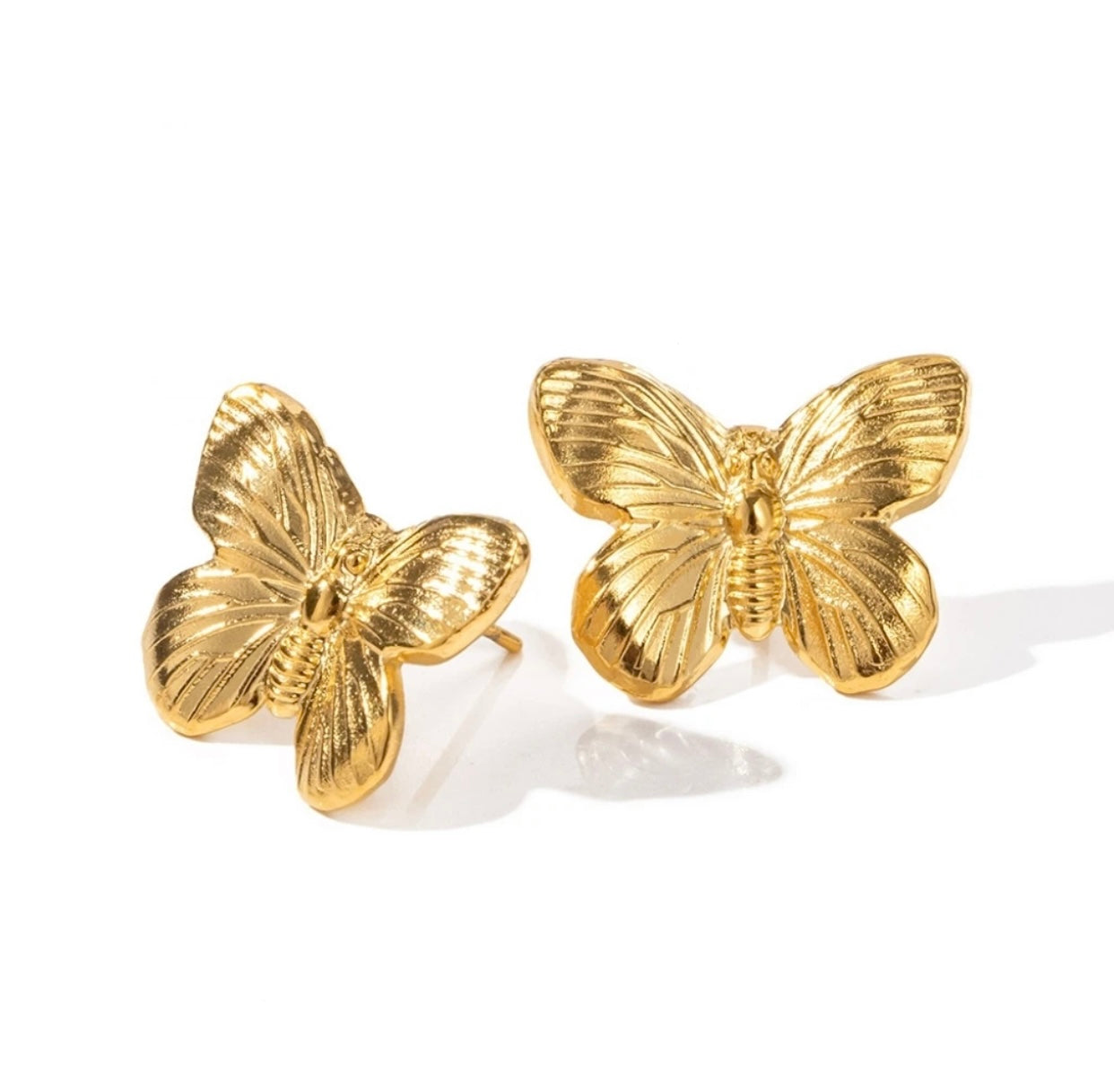 Gold Textured butterfly earrings