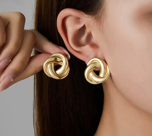 Golden chrome hoop earrings