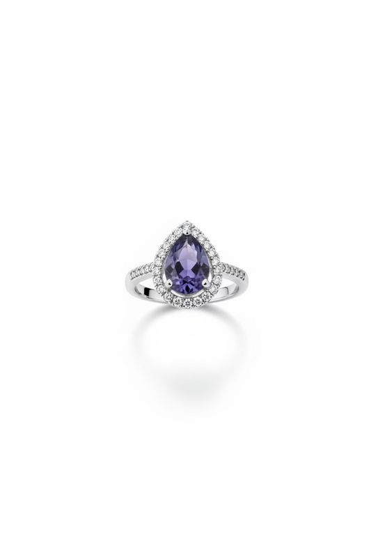 Sterling Silver Moissanite Purple stone Adjustable Ring S925