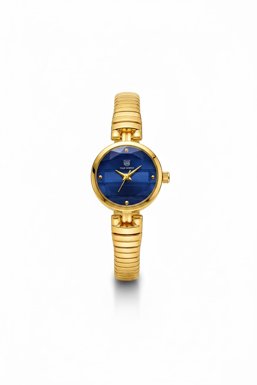 ✨Stainless Steel Blue Dial Gold serpentine Chain True Worth Watch ✨