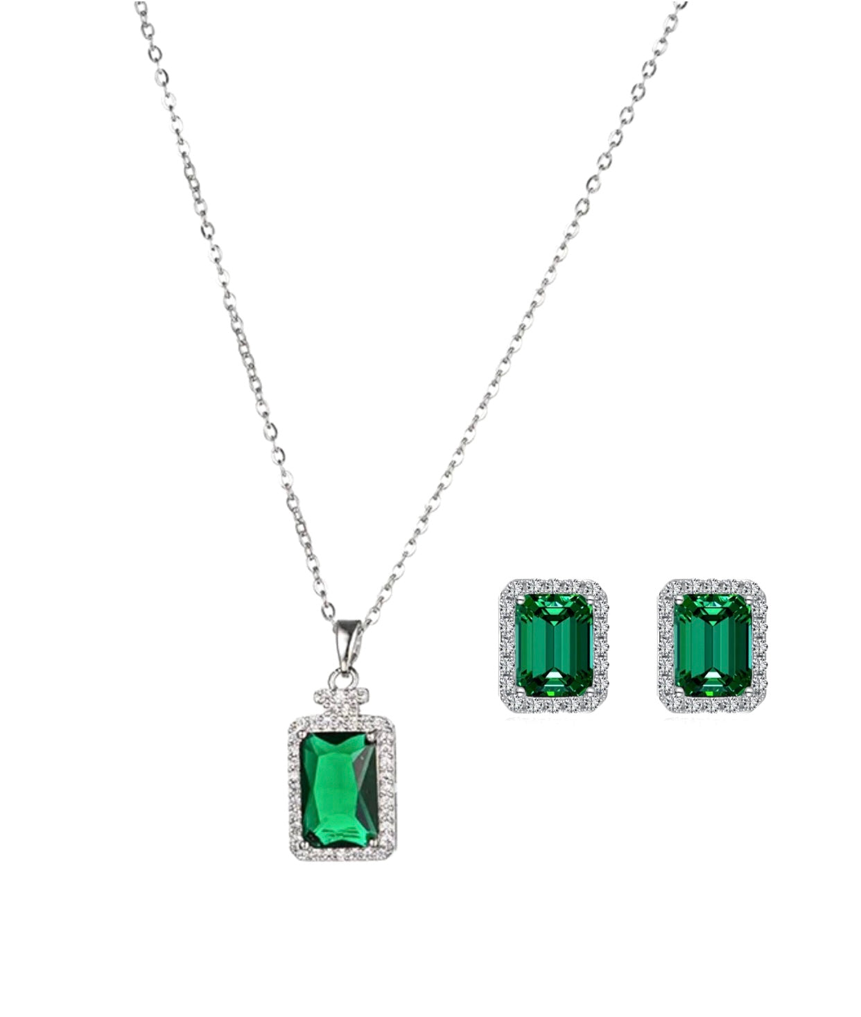 Emerald zircon pendant tops set