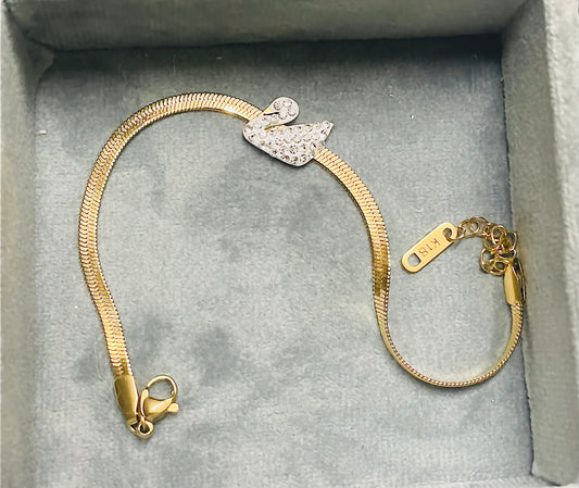 Crystal White Duck snake chain bracelet
