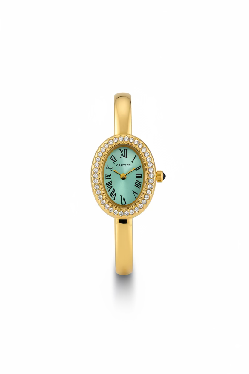 ✨ Carte Gold Tiffany Dial Zircon studded Watch