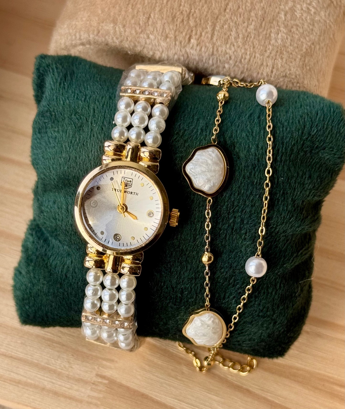 ✨ Exquisite White Pearl Gold  Watch Stack ✨
