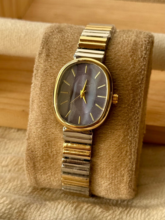 ✨Stainless Steel Black Dial SilverXGold Chain True Worth Watch ✨