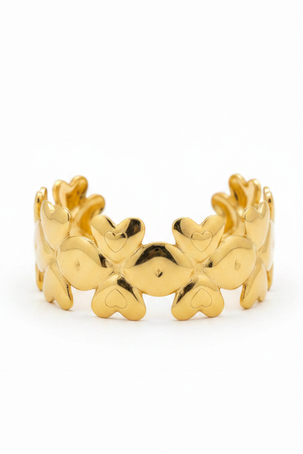 ✨Stainless steel Gold Chunky heart Adjustable Cuff Bracelet ✨