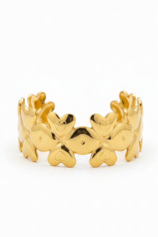 ✨Stainless steel Gold Chunky heart Adjustable Cuff Bracelet ✨
