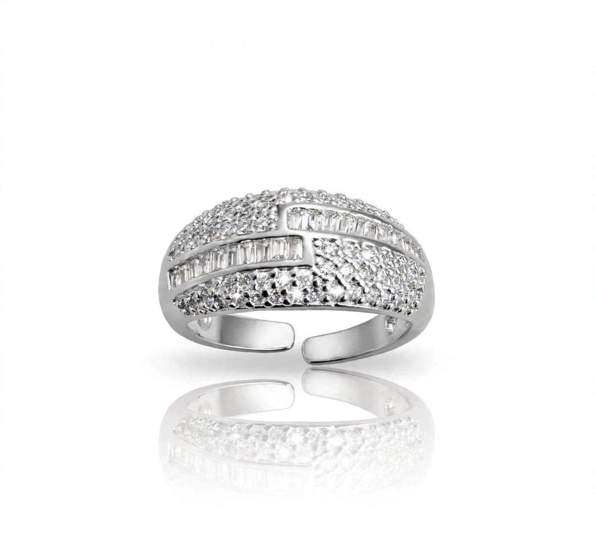 S925 Zirconium Exquisite Zircona Leana Silver Adjustable Ring