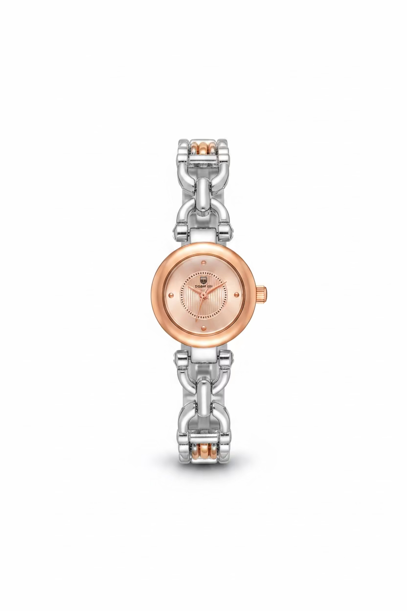 ✨Exquisite Rose Gold Dial RoseGoldxSilver Strap True Worth Chain Watch ✨