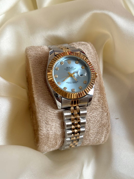 Silver X gold strap Tiffany dial watch