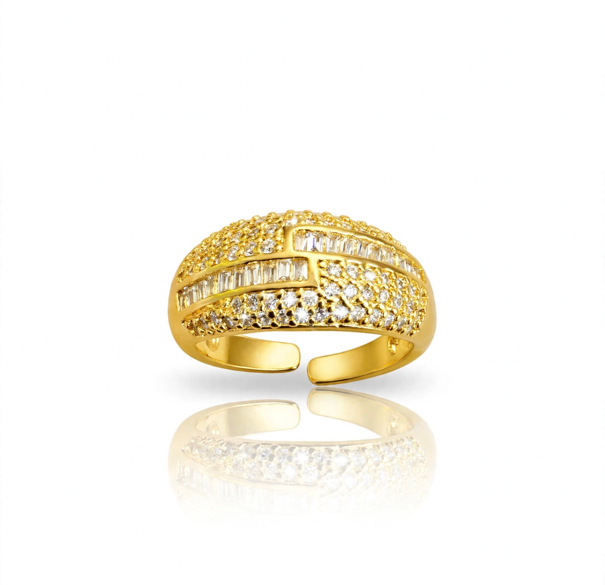 S925 Zirconium Exquisite Zircona Leana Gold Adjustable Ring