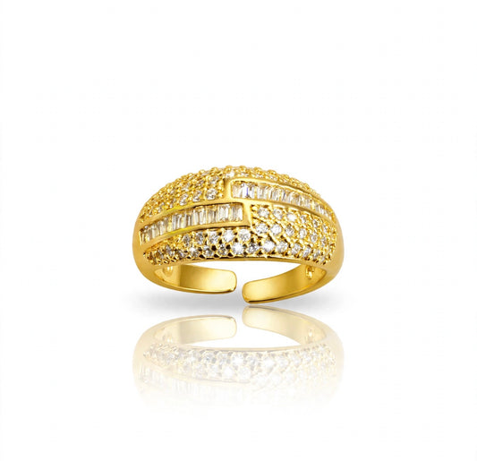 S925 Zirconium Exquisite Zircona Leana Gold Adjustable Ring