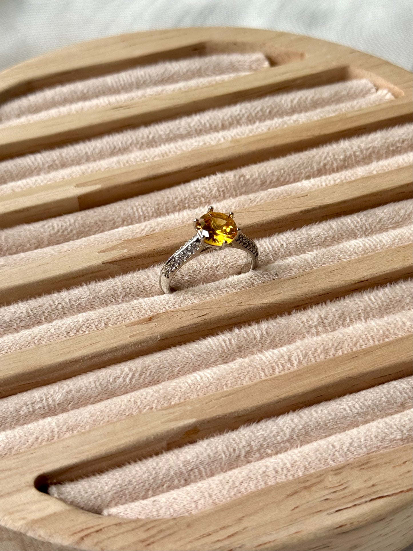 Sterling Silver Moissanite yellow stone Adjustable Ring S925