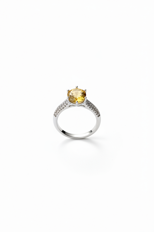 Sterling Silver Moissanite yellow stone Adjustable Ring S925