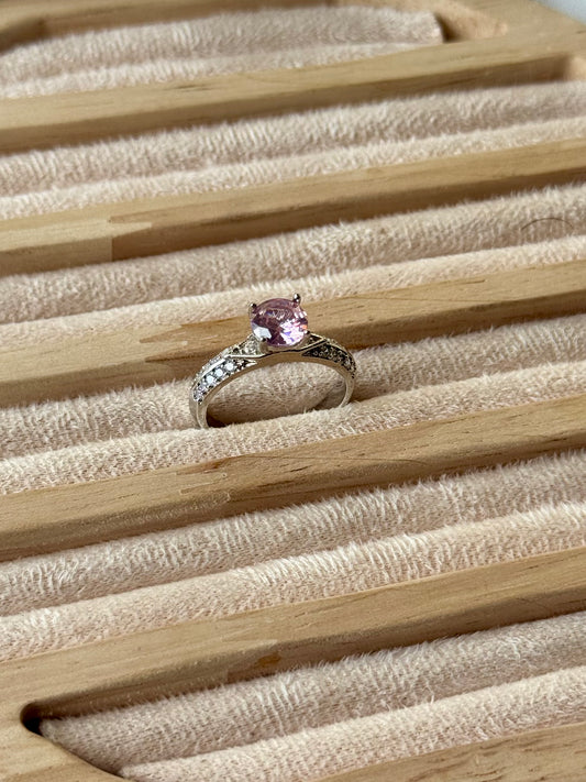 Sterling Silver Moissanite Pink stone Adjustable Ring S925