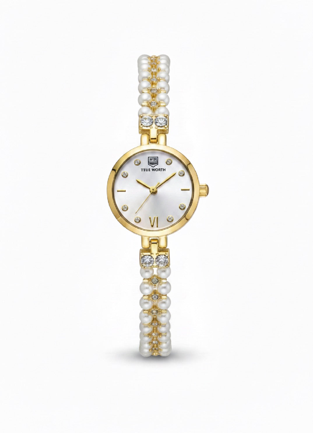 Pearl braided white dial watch