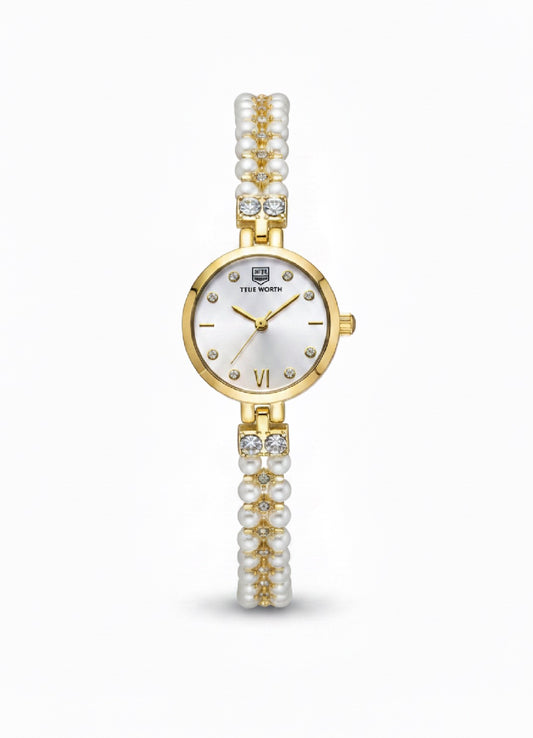Pearl braided white dial watch