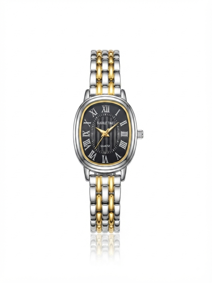 Two-Tone Oval Roman Numeral Quartz Watch