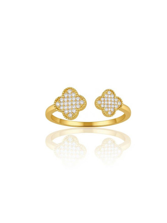 ✨Exclusive Zircon Studded Sleek clovie Gold Adjustable Ring ✨